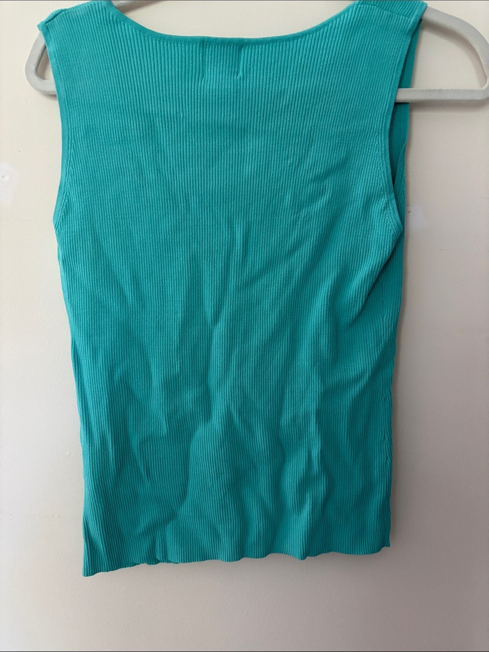 Ruby Rd. Turquoise Ribbed Tank with Beaded Neckline - Picture 4 of 4